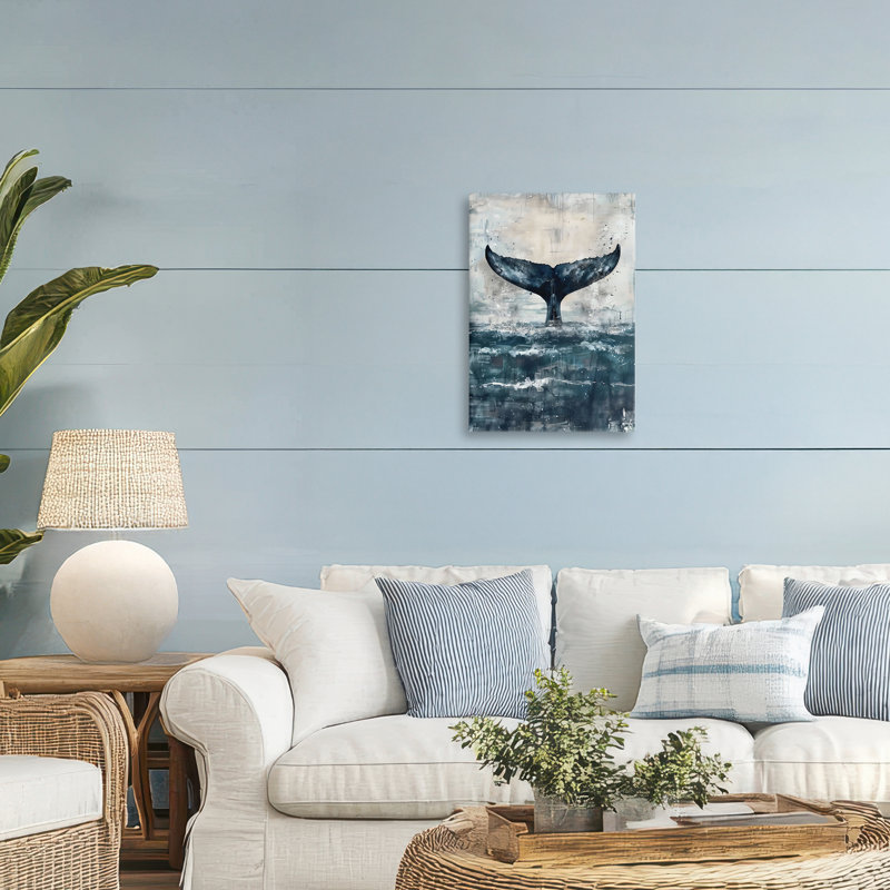 Toile à queue de baleine patinée centrée, design par LSR Design Studio, H 24 po x l 16 po