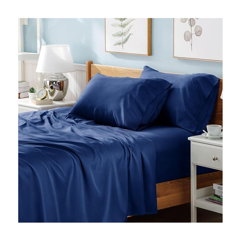 Ranarda Cotton Blend Percale Flat Sheet, Double (4'6), Royal Blue