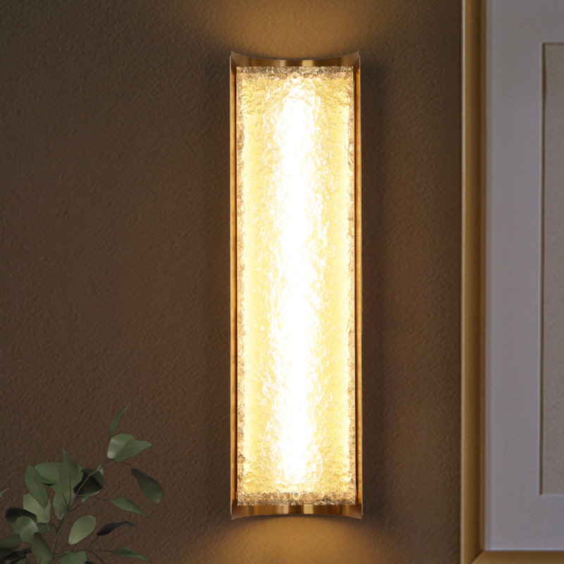 Modern Brass LED Wall Sconce With Water Texture