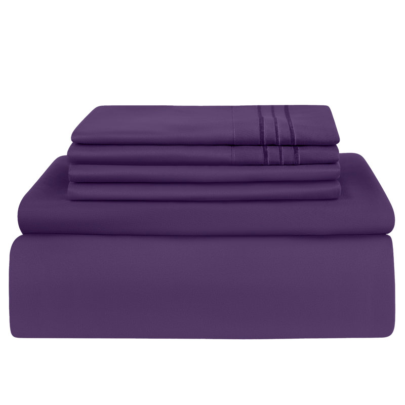 Lux Decor 6-Piece Ultra-Soft Microfiber Sheet Set Deep Pocket Fitted Sheet, Wrinkle & Fade-Resistant, Hotel Quality Bedding