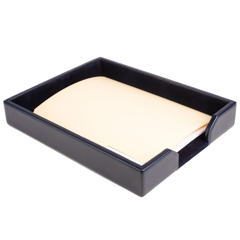 Organisateur de papier en cuir Gregson, Bleu marine