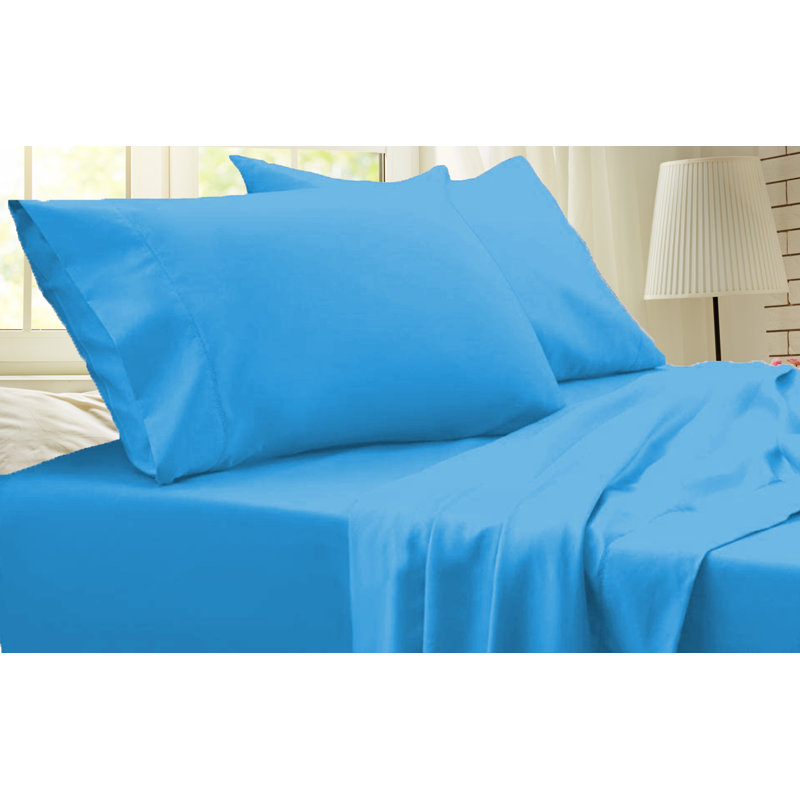 Ensemble de draps en rayonne de bambou de qualité supérieure 4 pièces, Ensemble de draps double / double avec 2 taies d'o
