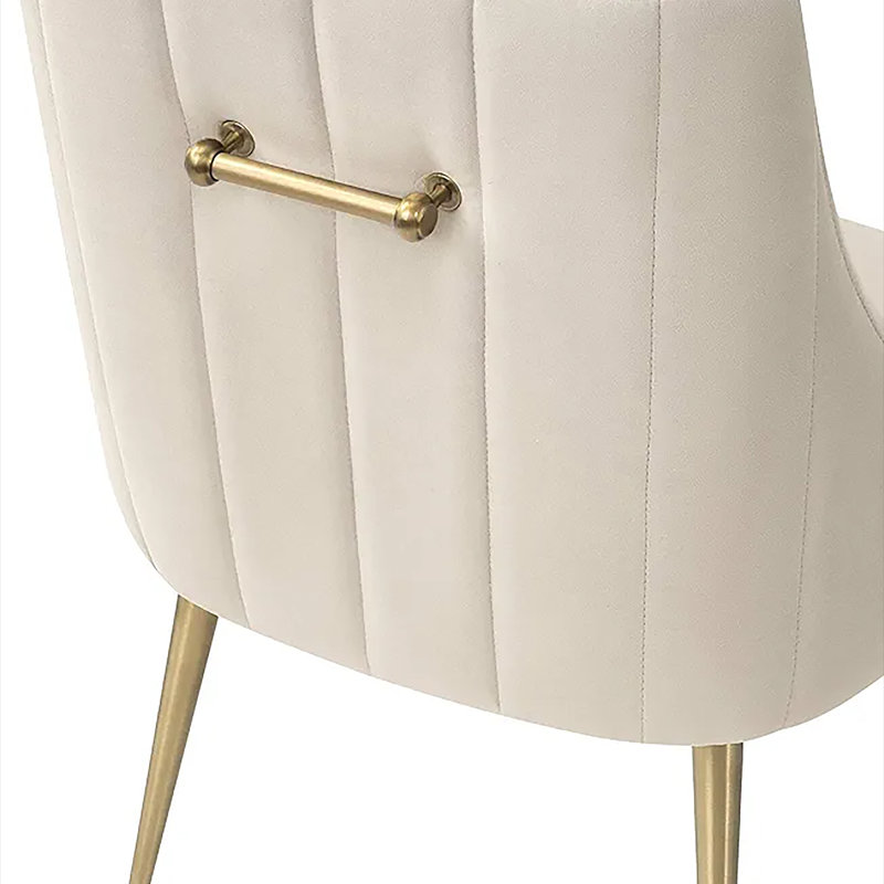 Firkins 18.5'' H Velvet Upholstered Side Chair, Gold, Beige