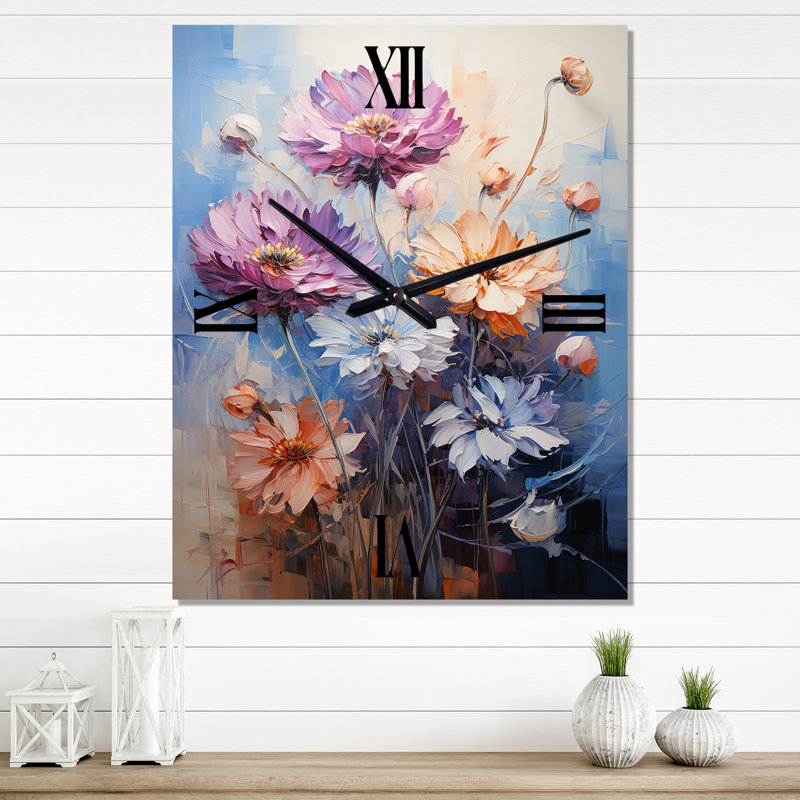 Horloge murale Cornflowers Tones Expression, Grand