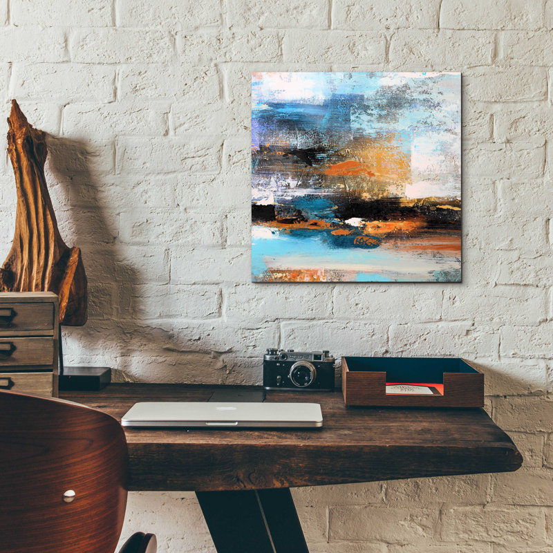«Warm Sunset» par - Peinture sans cadre, H 12 po x l 12 po x P 0,13 po