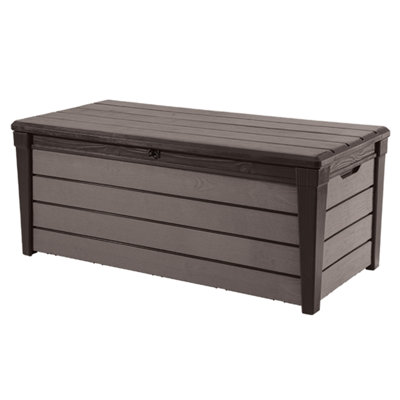 Keter Brushwood 120 Gallon Durable Resin Outdoor Storage Deck Box For Furniture and Supplies, Brown by Keter
