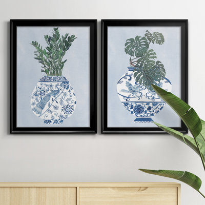 «Moonlight Vase I», ensemble de 2 impressions sur toile encadrées