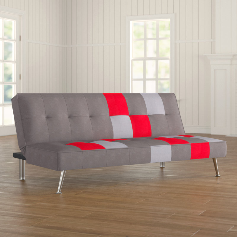 Olsker 3 Seater Velvet Sleeper, Grey/Red