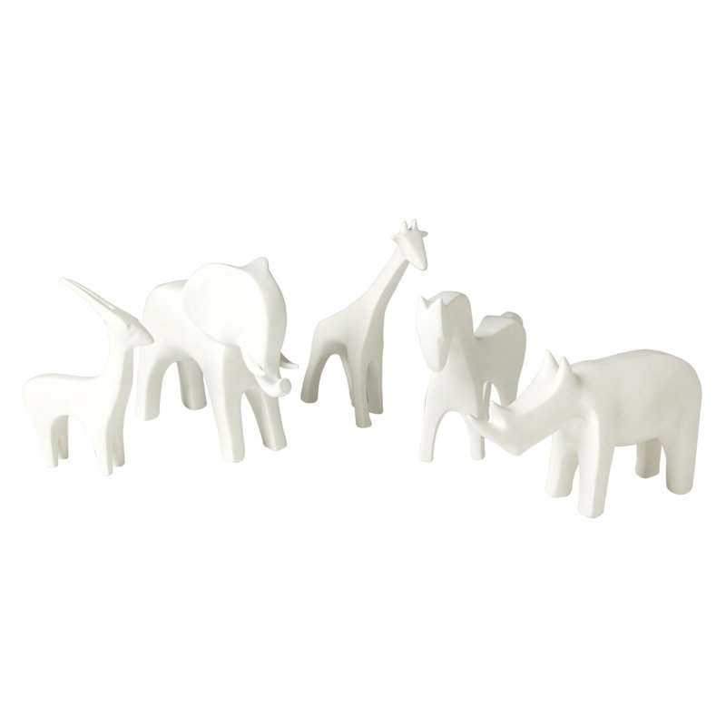 White Ceramic Elephant Statue with Electroplated Glaze