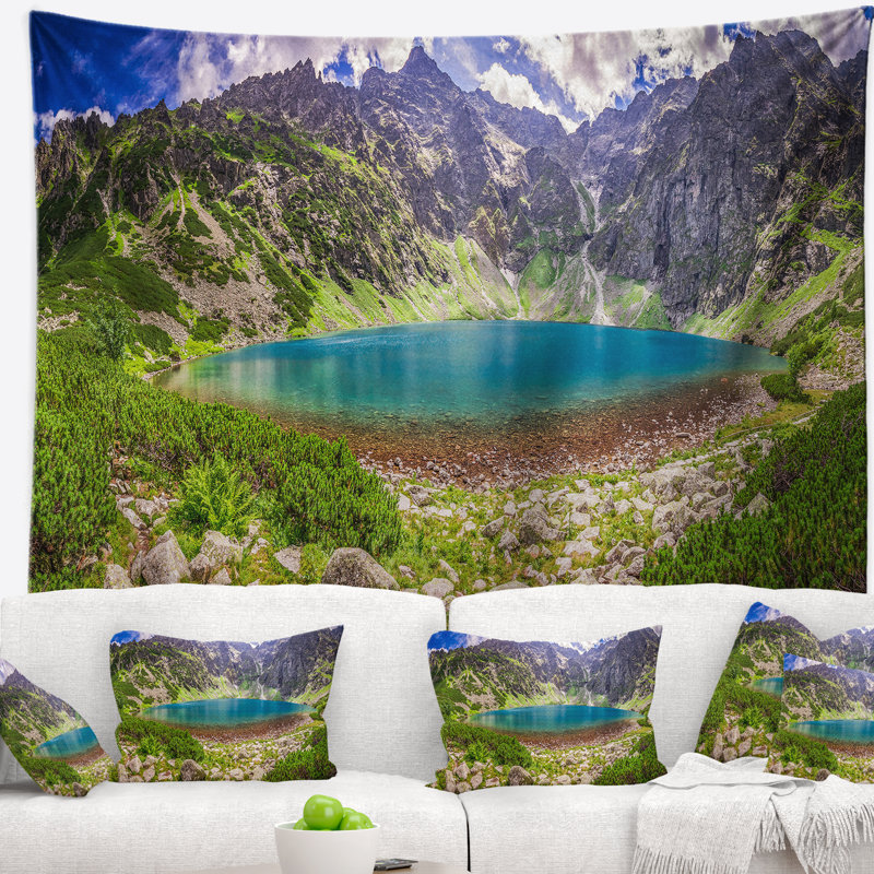 Tapisserie panorama à montagnes tatras at aube Landscape, H 32 po x l 39 po
