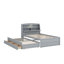 Lit plateforme double en bois avec lit gigogne, tête de lit et tiroirs-1102893986