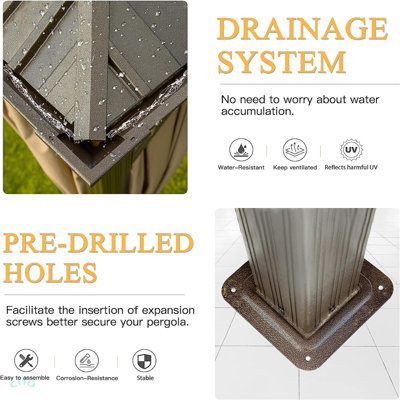 Outdoor Aluminum Frame Canopy With Galvanized Steel Double Roof