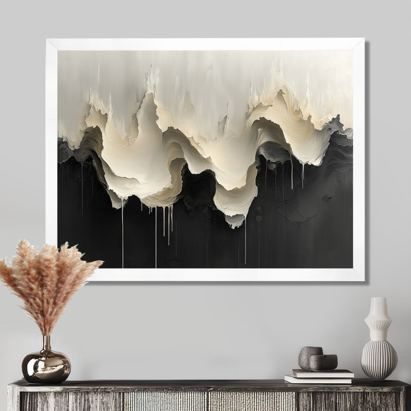 Chudleigh noir et blanc non lié, Horizons goutte à goutte, peinture II, Reproduction encadrée d'une seule photo, Blanc