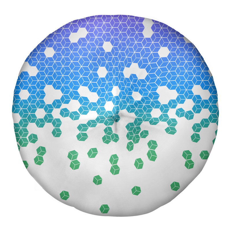 Coussin de sol Katelyn Elizabeth, Hauteur 30 po x largeur 30 po, Aqua / blanc