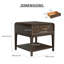 Adden Mid-century Modern 1-drawer End Table/nightstand With Lower Shelf, Solid Wood Frame & Burl Veneer Drawer Front-123491657