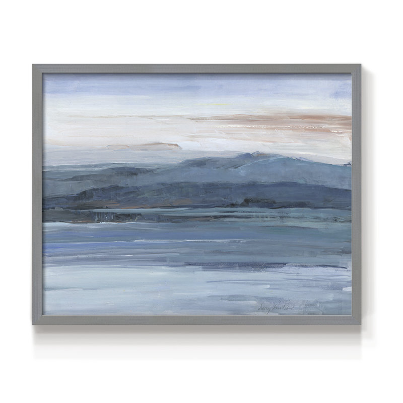Across The Lake - Reproduction encadrée - Restickable, H 22 po x l 28 po, Gris