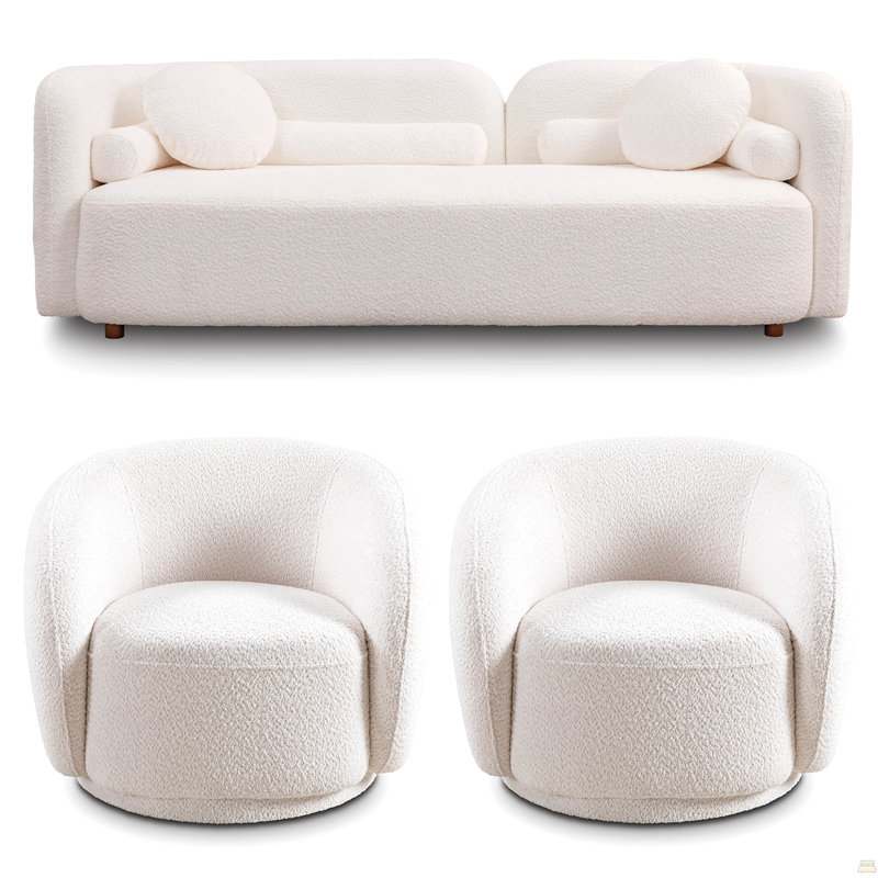 Modern Sofa Couch, Boucle Upholstered Cloud Couch