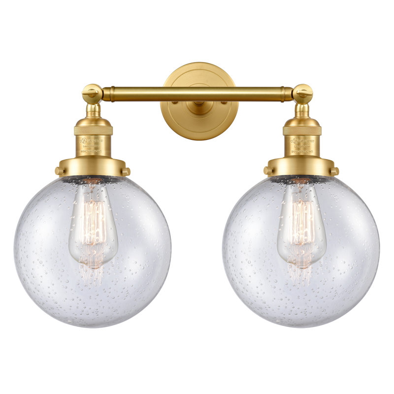 Clementina 2 - Light Dimmable Vanity Light, 6 Watt Vinage LED Bulb, Seedy, Satin Gold