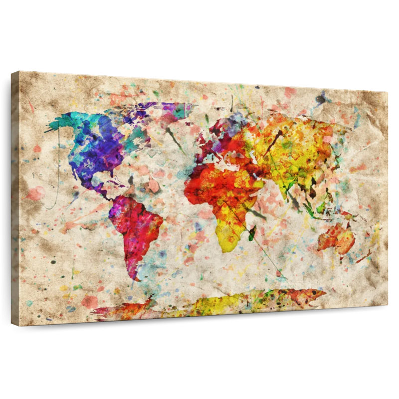 Aliaz Retro Expression World Map, 16" H x 24" W