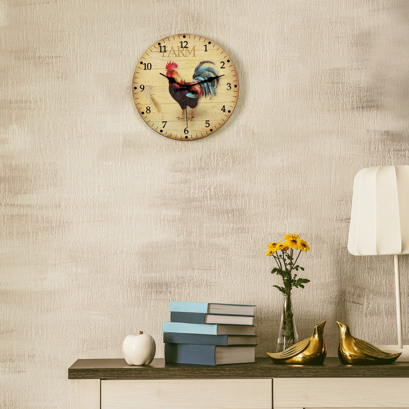 Dharmender 12”MDF Wall Clock - Rooster