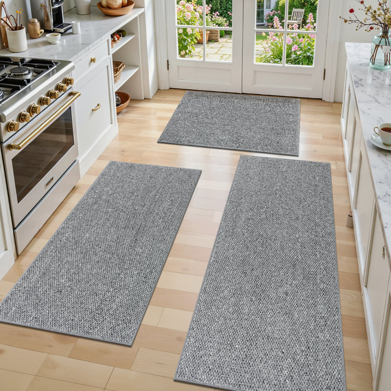 Tapis de cuisine neutre antidérapant (ensemble de 3), Gris
