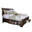Ensemble de chambre à coucher très grand lit quatre pièces Lio, motif incrusté de bois brun cerise, poignées en métal argenté-110867536