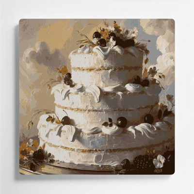 Desserts Angel food cake Beige Metal Wall Art