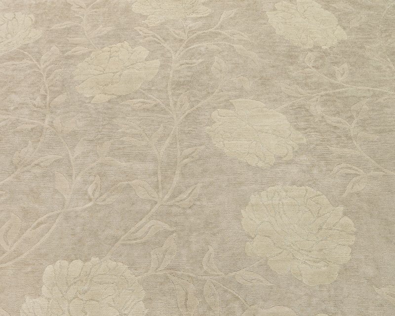 Peony Floral Area Rug in Beige/Neutral/Taupe, Rectangle 3' x 5'
