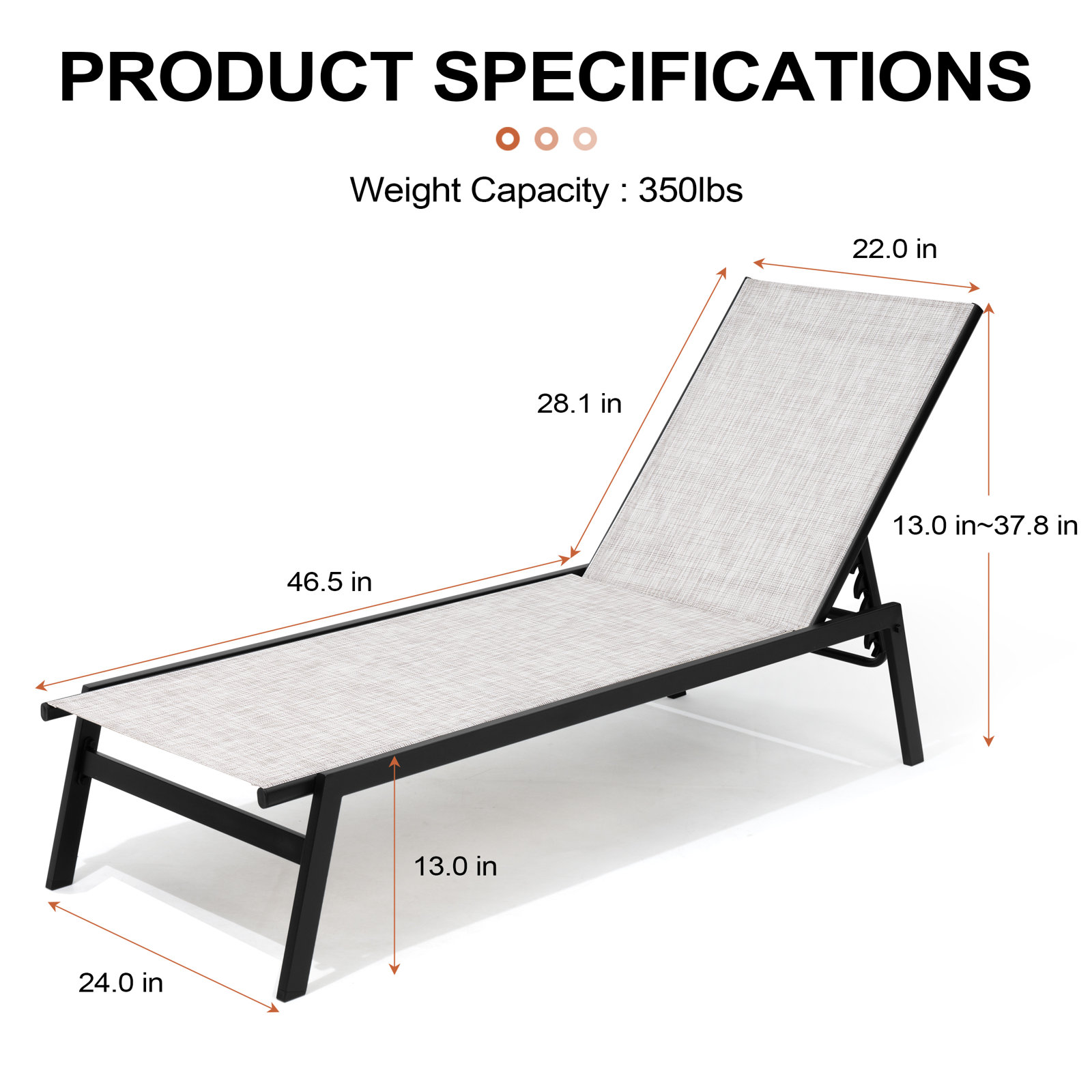 Wellsworth 24" Patio Chaise Lounge Set, Earth/Black