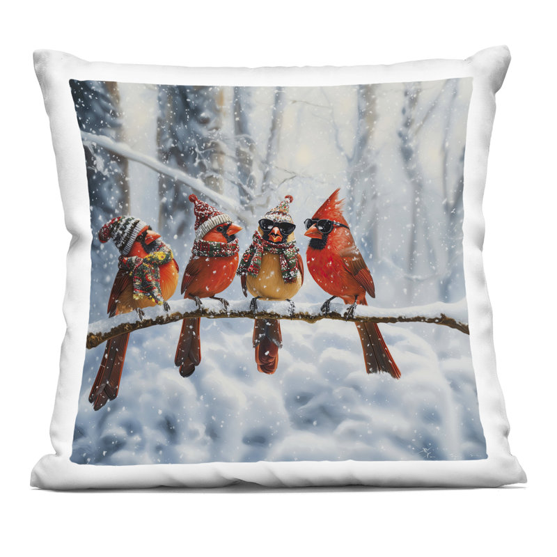 Coussin décoratif imprimé d'hiver par Jim Baldwin, Oiseau 5