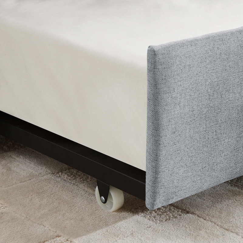 Versatile Upholstered Daybed with Extraordinary Comfort and Functionality, Gray, Twin