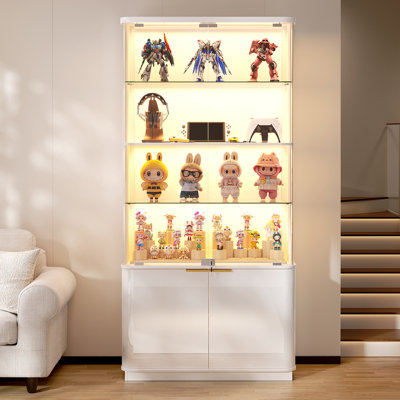 Vitrine 71 po en T avec vitrine à 6 niveaux avec armoire de rangement RVB