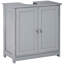 Base de meuble-lavabo gris sous le lavabo avec base interne réglable pour les fournitures d'hygiène quotidienne, découpe en U et serviette