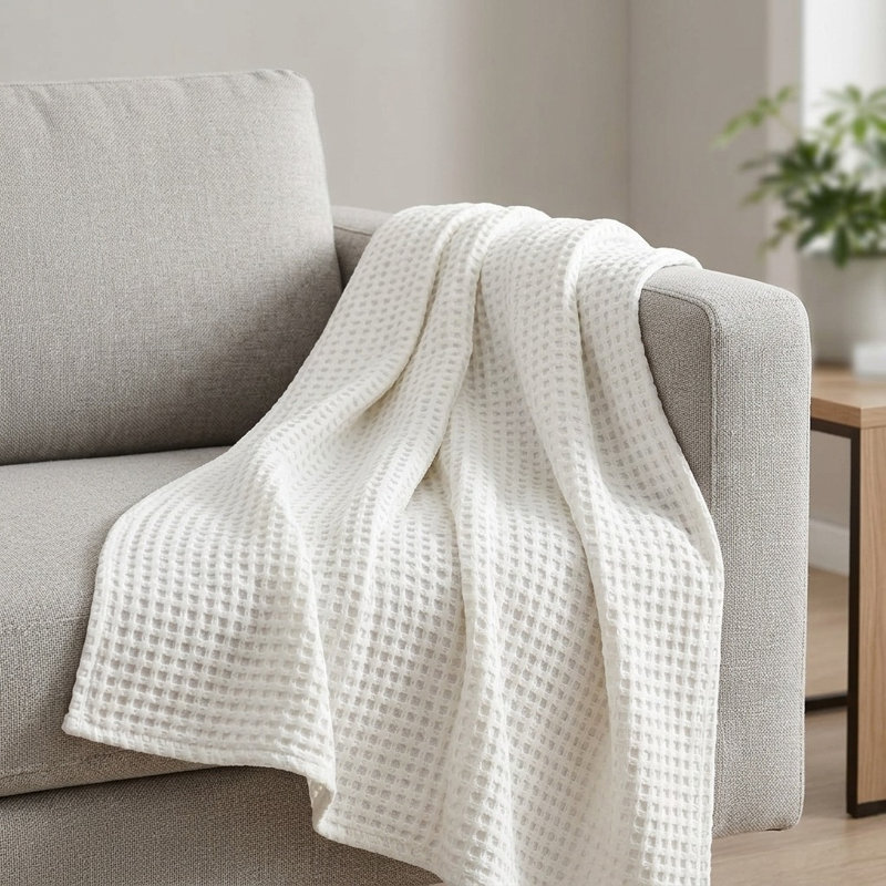 Chequered Blanket, Pure White Chequered