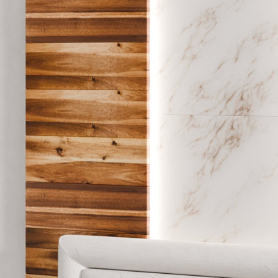 Moonlight Cove M Pre-Designed 96" x 85-109" Bedroom Wall Panel Kit with LED Lighting