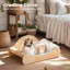 Chaise longue naturelle en bois massif à gratter, canapé-lit à griffer pour chats d'intérieur, protecteur de meuble à gratter 2 en 1 - Grand