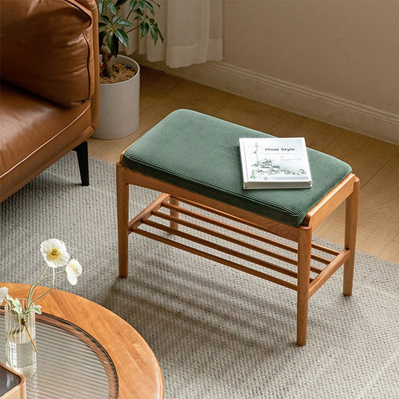 Banc rembourré vert, H 16,54 po x l 23,62 po x P 11,81 po
