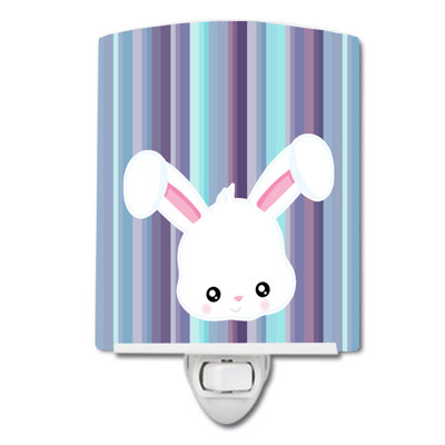 Éclairage pour nuit en céramique lapin face