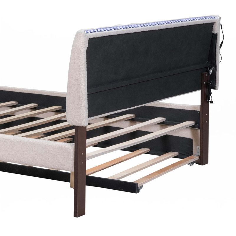 Lit plateforme Teddy, Beige, Double