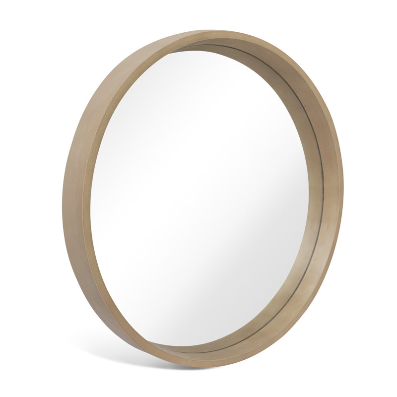 Karrina Accent Wood Round Mirror, Natural Wood, 28" x 28"