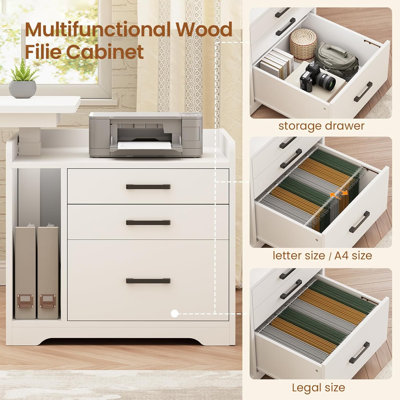L Shaped Electric Standing Desk With File Cabine Adjustable Height Desk
