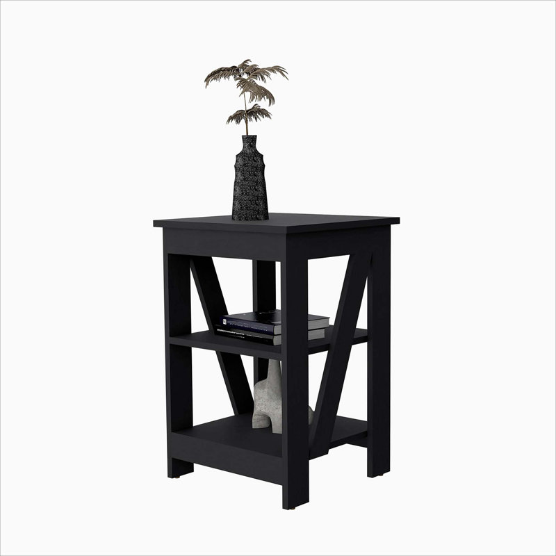 Table with 2 Shelves, Black