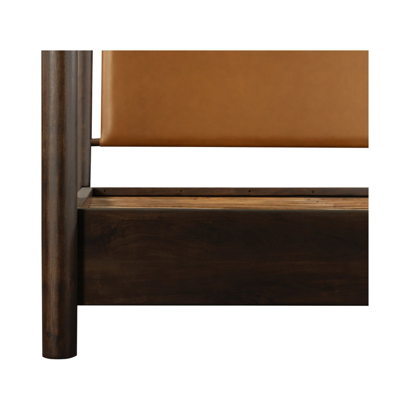 Devin Leather Canopy Bed, Brown, King