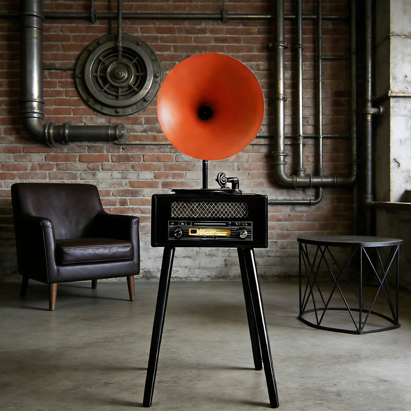 Vintage Turntable with Integrated Bluetooth Speaker