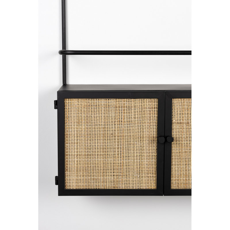 Guuji 10 Bottle Floor Wine Bottle & Glass Rack in Black/Natural
