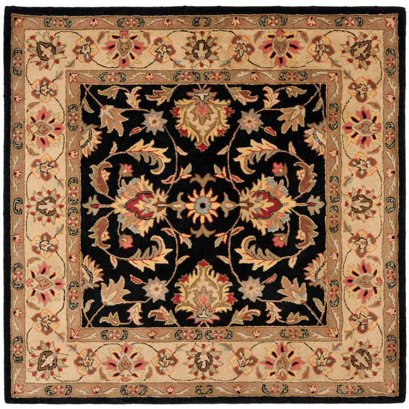 Tapis noir / beige en laine touffeté à la main Cranmore, Carré 6 pi