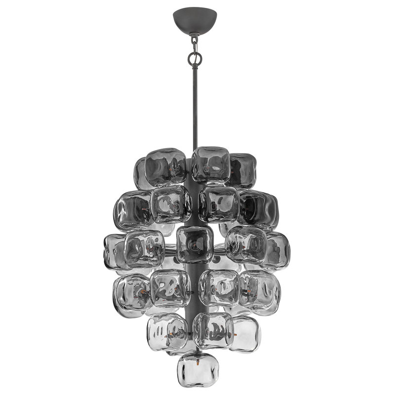 Fredrick Ramond Perriand Small Chandelier, Brushed Graphite, 30" H x 24" W x 24" D