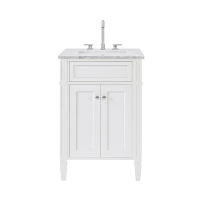 Alexxis 24 in. W x 21 in. D x 35 in. H Single Sink Freestanding Bath Vanity in Empire Gray with Carrara Marble Top