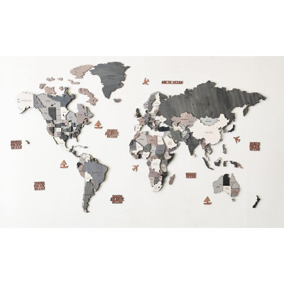 Carte du monde, carte du bois, décoration murale, carte du monde en bois, carte du monde 3D, grande carte, carte du monde en bois 3D, cadeau de pendaison de crémaillère (grande carte - pays + État)