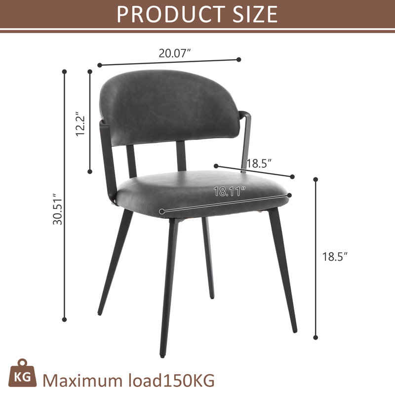 47cm H Upholstered Metal Side Chair, Black